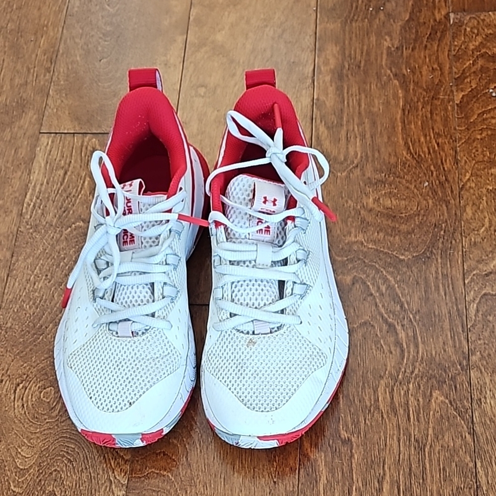 Under Armour Women's Red and White Tennis Shoes